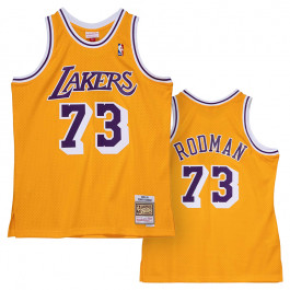 Men 73 Dennis Rodman Jersey Yellow Los Angeles Lakers Jersey