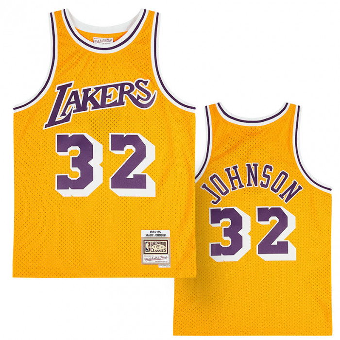 Youth Mitchell & Ness Kareem Abdul-Jabbar Gold Los Angeles Lakers 1984-85 Hardwood Classics Swingman Jersey Size: Medium