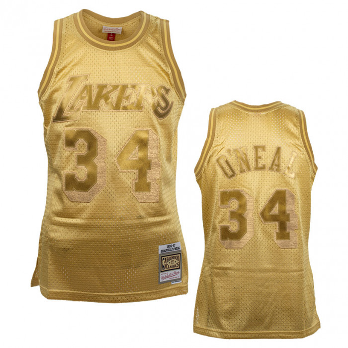 Mitchell & Ness LA Lakers Shaquille O'Neal Shaq Gold Blue Swingman Jersey M  NWOT