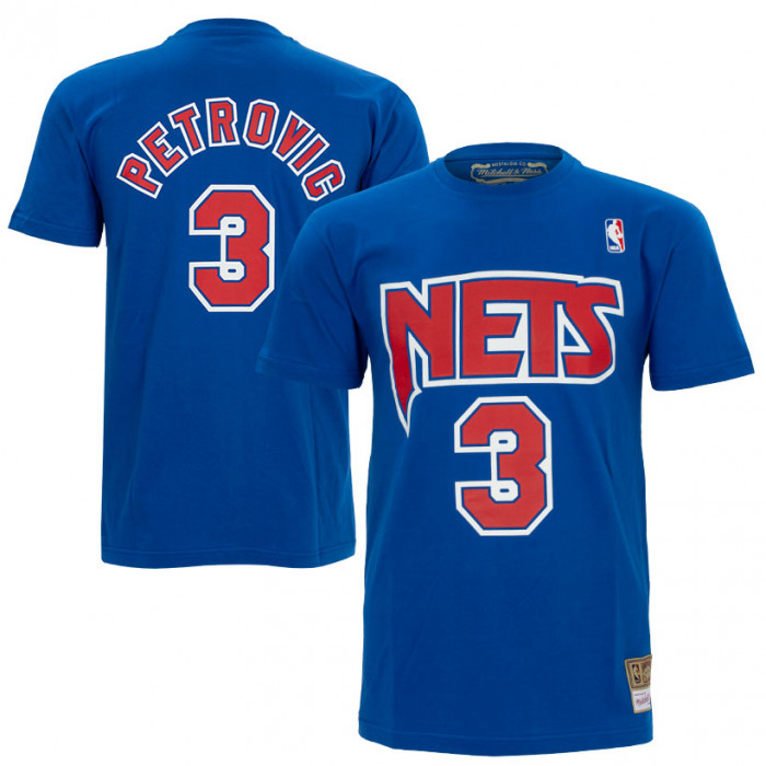 Dražen Petrović Mitchell & Ness New Jersey Nets N&N Jersey  Men's Blue T-Shirt