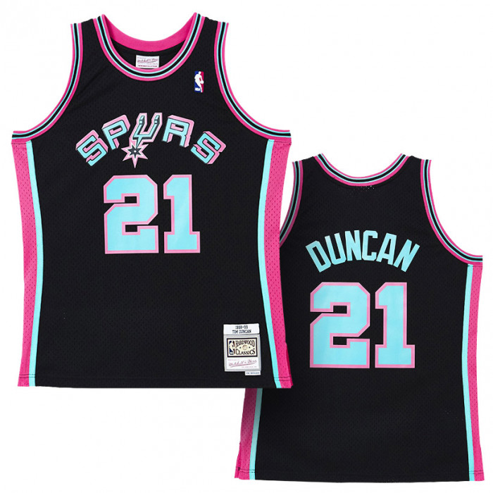Tim Duncan - San Antonio Spurs Stitched Jersey 98-99 Fiesta Pink