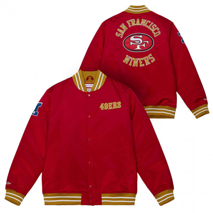 Men's Mitchell & Ness White San Francisco Giants City Collection Satin Full-Snap Varsity Jacket