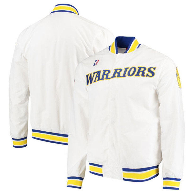 2000s Golden State Warriors Game Issued White Warm Up Jacket 3XL