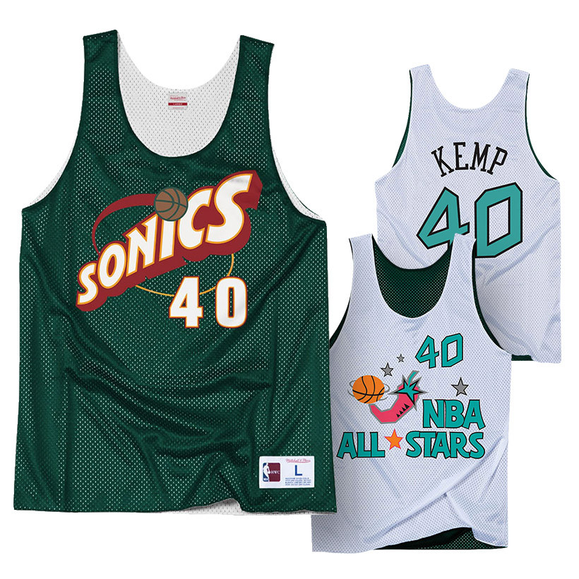 Men's Mitchell & Ness Shawn Kemp Green/Red Seattle SuperSonics Hardwood  Classics Tie-Dye Name & Number Tank Top