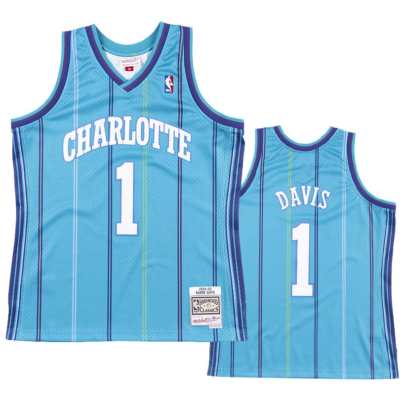 Baron Davis Signed Hornets Jersey (Beckett) Charlotte 1999 Draft