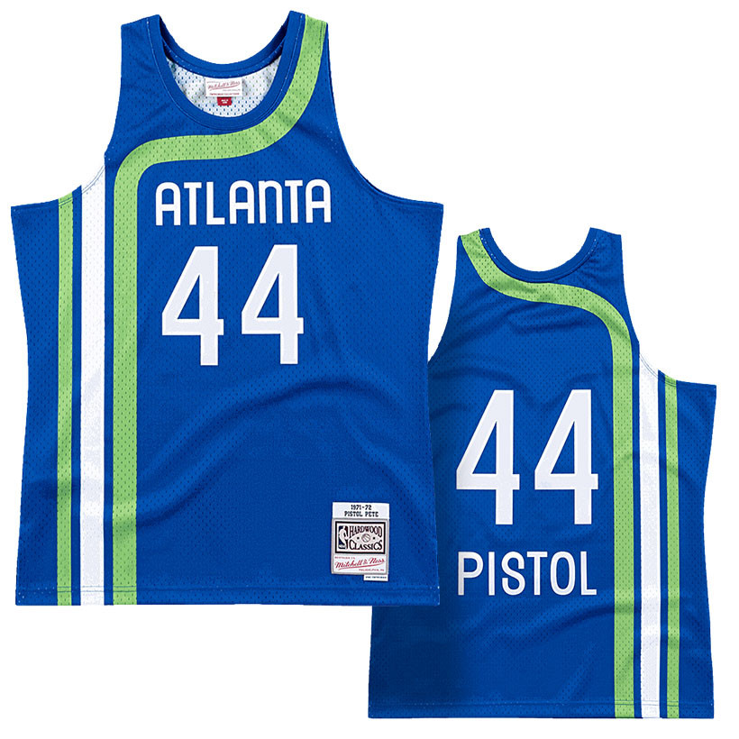  Pistol Pete Maravich Atlanta Hawks Men's Blue HWC Swingman  Jersey : Sports & Outdoors