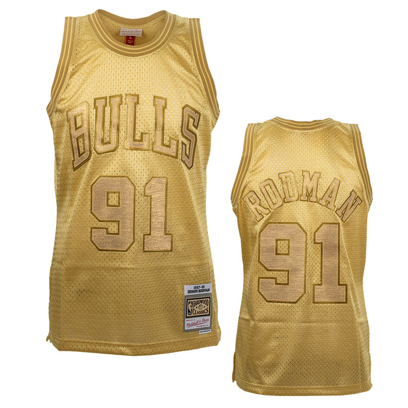 DENNIS RODMAN Nike Los Angeles Lakers Gold Authentic Jersey 48 Bulls  Mavericks
