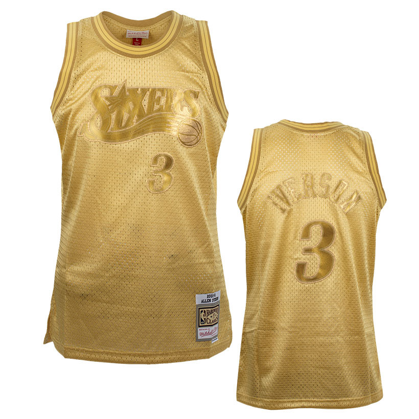Philadelphia 76ers Jersey Mitchell & Ness Black & Gold