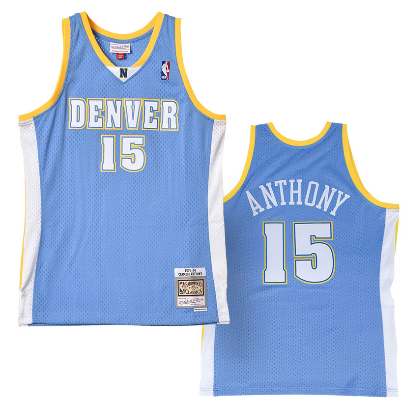 Mitchell & Ness Carmelo Anthony Denver Nuggets Light Blue 2003-04 Hardwood Classics Authentic Player Jersey Size: Medium