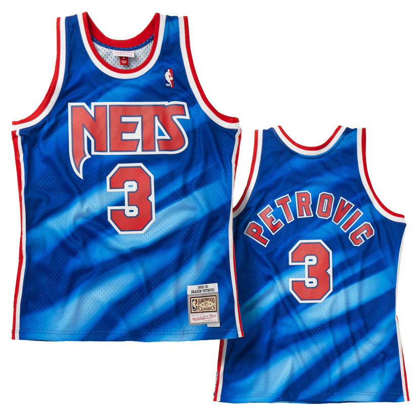 Men's Mitchell & Ness Drazen Petrovic Black New Jersey Nets 1990/91 Hardwood Classics Reload 3.0 Swingman Size: Small