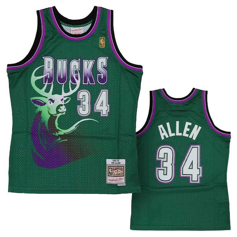  Mitchell & Ness Ray Allen 34 Milwaukee Bucks Replica Swingman  NBA Jersey HWC Basketball Trikot : Sports & Outdoors