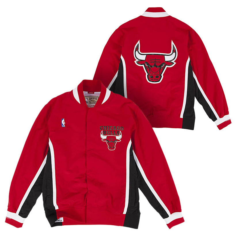Men's Mitchell & Ness Red Chicago Bulls Hardwood Classics Authentic Warm-Up  Full-Snap Jacket