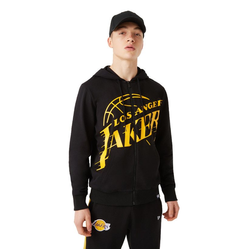 New era Los Angeles Lakers NBA Script Full Zip Sweatshirt Black