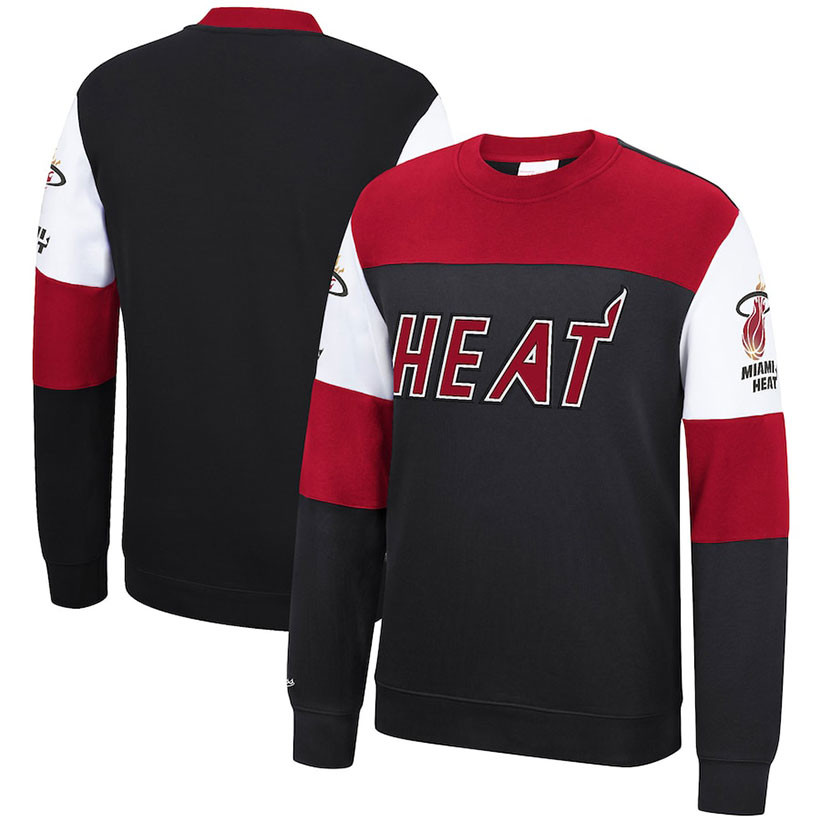 Miami Heat Nba All Over Crew Sweatshirt By Mitchell & Ness Red Hoodie