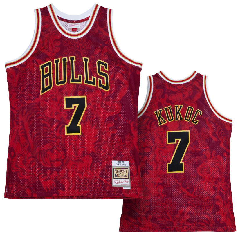 Men's Chicago Bulls Toni Kukoc Mitchell & Ness Red Hardwood Classics  1997-98 Lunar New Year Swingman Jersey