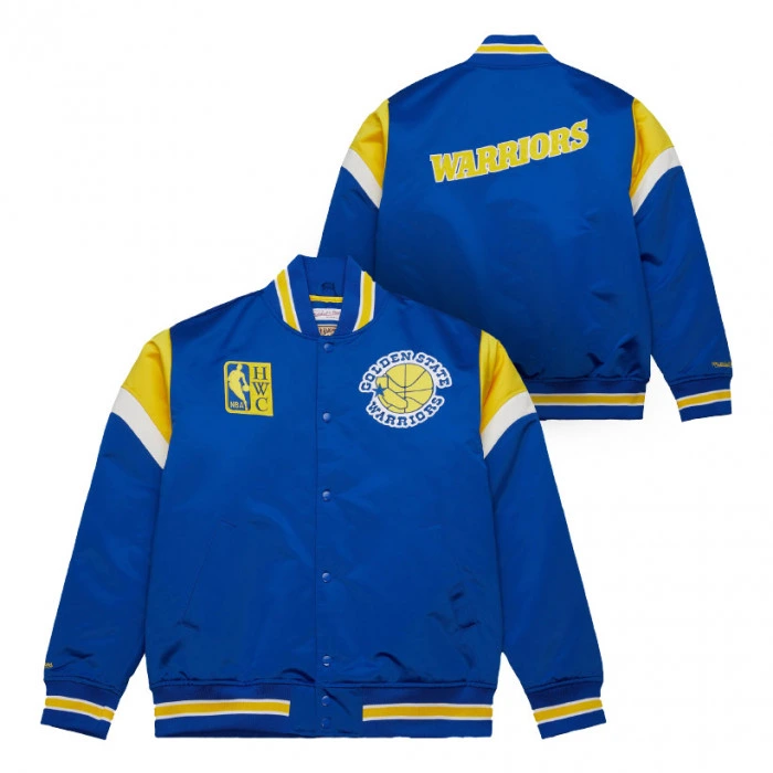 Golden State Warriors Mitchell and Ness Heavyweight Satin giacca