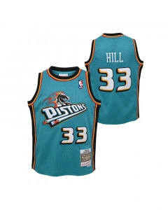Grant Hill 33 Detroit Pistons 1998-99 Mitchell & Ness Swingman Road Kids Jersey