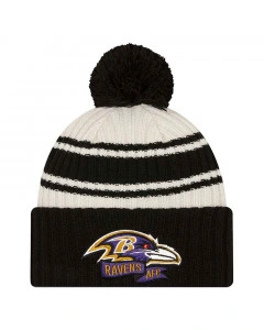 Baltimore Ravens New Era 2022 Official Sideline Sport Cuffed Pom Wintermütze