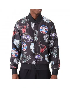 NBA New Era All Over Print Team Logos Bomber Jacket