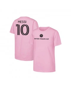 Lionel Messi Inter Miami CF Name and Number Pink Kinder T-Shirt