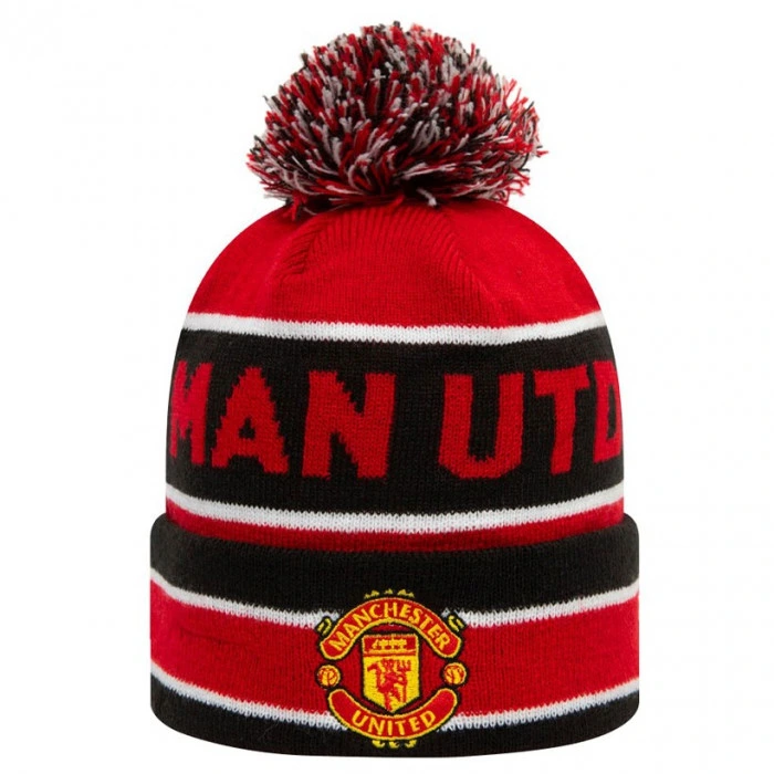 Manchester United New Era Striped Bobble Beanie